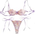 Lilosy Lavender Purple Strappy Push-Up Lingerie Set