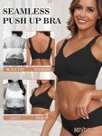 Mivorica Seamless Wireless Bra for Women,Non Wired Support Push Up Bra,Everyday Comfort Bras for Women UK,Black,4XL