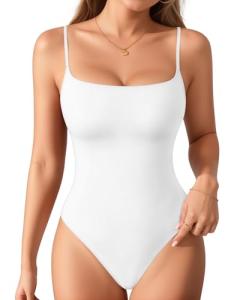 MANGOPOP Cami Thong Bodysuit with Square Neck