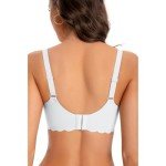 ANGOOL Seamless Bras for Women Wire Free Push Up V Neck Padded Bralette Soft Support Full Coverage Comfort Women Bra, White, L