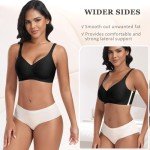 Cavotor Women Seamless Bra Non Wired Push Up Support Bras for Saggy Breasts Wireless T Shirt Soft Comfort Ladies V Neck Padded Bralettes with Extender (Black,3XL)