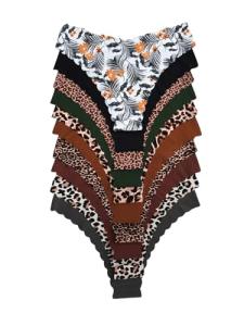 10-Pack Women's Leopard Print Seamless Thongs Set