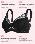 Svmer Women‘s Lace Bra Plus Size Comfortable Ladies Support Underwire Push Up Bra All Black 38DD