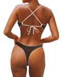 Sexy High Waisted Reversible Thong Bikini Set