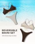 Sexy High Waisted Reversible Thong Bikini Set