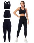 3 Piece Women's Gym Set: Leggings, Bra, Shorts