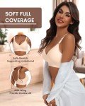 HORISUN Wireless Push Up Full Coverage Bra for Women Seamless Bras with Soft Support Regular and Plus Size (Nude,XL)
