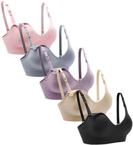Suekaphin 5-Pack Wireless Nursing Bras, V Neck