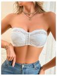 Floral Lace Strapless Wireless Bralette in White