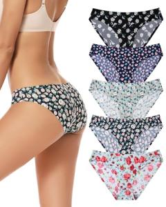 Voenxe Women's Seamless Bikini Underwear 5-Pack