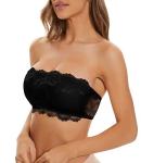 Wirefree Lace Strapless Bra Bandeau Top - Black XL