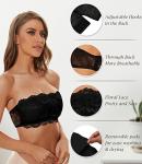 Wirefree Lace Strapless Bra Bandeau Top - Black XL
