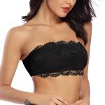 Wirefree Lace Strapless Bra Bandeau Top - Black XL