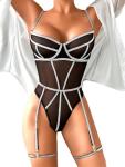 Sparkly Strappy Corset Bodysuit for Women
