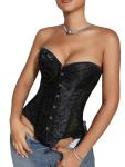 Lace Up Strapless Corset Bustier with Thongs
