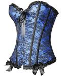 Blue Embroidered Corset Lingerie Set for Women