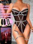 Sparkly Strappy Corset Bodysuit for Women