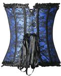 Blue Embroidered Corset Lingerie Set for Women