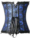 Blue Embroidered Corset Lingerie Set for Women