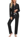 Anjue Plus Size Black Sleepwear Pajamas Set