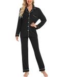 Anjue Plus Size Black Sleepwear Pajamas Set