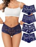 Avidlove Women's Navy Blue Lace Cheeky Boyshorts