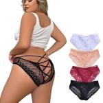 Plus Size Meshal Lace Cheeky Bikini Panties 4-Pack