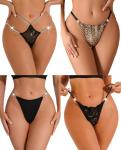 Sexy Lace G-String Thongs for Women - 4 Pack