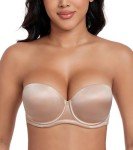 DotVol Women's Multiway Push Up Convertible Underwire Strapless Bra Thick Padded Everyday Bra(Beige,36C)