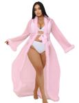 Pink Feather Fur Lace Robe for Moms