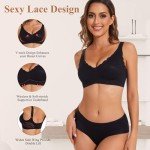 Joyshaper Wireless Bras for Women Non-Wired Lace V Bra Push Up Support Bralettes Ladies Comfort Plus Size Padded Everyday Bra Black,L
