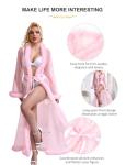 Pink Feather Fur Lace Robe for Moms