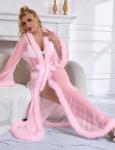 Pink Feather Fur Lace Robe for Moms