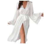 GORGLITTER Women's Lace Satin Bride Kimono Robe