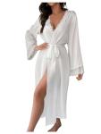 GORGLITTER Women's Lace Satin Bride Kimono Robe