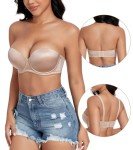 DotVol Women's Multiway Push Up Convertible Underwire Strapless Bra Thick Padded Everyday Bra(Beige,36C)