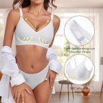 Litthing Comfort Seamless Bra Non Wired Push Up Bras for Women Wireless Support V Bra Anti Sagging Breast T Shirt Bralettes Soft Sleep Everyday Bras with Bra Extender White