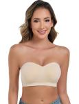 Beige Strapless Push-Up Wireless Bandeau Bra