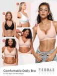 Vertvie Bras for Women Non Wired Deep V Seamless Wireless Push Up Bra Comfort Plunge T Shirt Soft Support Full Coverage Everyday Bralettes(Jacquard Nude,Large)