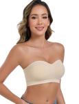 Beige Strapless Push-Up Wireless Bandeau Bra