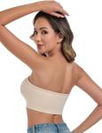 Beige Strapless Push-Up Wireless Bandeau Bra