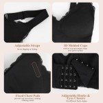 Joyshaper Wireless Bras for Women Non-Wired Lace V Bra Push Up Support Bralettes Ladies Comfort Plus Size Padded Everyday Bra Black,L