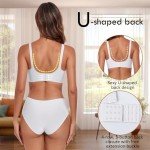 Litthing Comfort Seamless Bra Non Wired Push Up Bras for Women Wireless Support V Bra Anti Sagging Breast T Shirt Bralettes Soft Sleep Everyday Bras with Bra Extender White