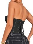 Black Lace-Up Strapless Corset Bustier Top