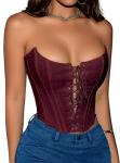 Lace Up Overbust Corset Tops for Women