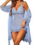 RSLOVE Women’s Lace Kimono and Babydoll Set