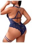 Plus Size Lace V Neck Teddy Lingerie Set