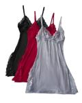 Chicme 3-Pack Lace Trim Babydoll Sleep Dresses