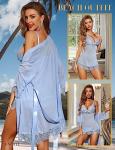 RSLOVE Women’s Lace Kimono and Babydoll Set