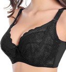 happyqueen Women's Push up Bra Plus Size 36D-48J Floral Lace Underwire Bra - WP-443 (40F, Black)